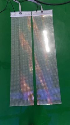 चीन कारखाने P7.5 P10 पूर्ण रंग इंडोर फिल्म नरम घुमावदार पर्दा उच्च पारदर्शी एलईडी स्क्रीन