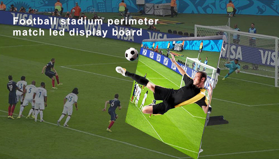 फुटबॉल स्टेडियम डिस्प्ले स्क्रीन वीडियोट्रॉन P10 एलईडी परिधि विज्ञापन प्रणाली